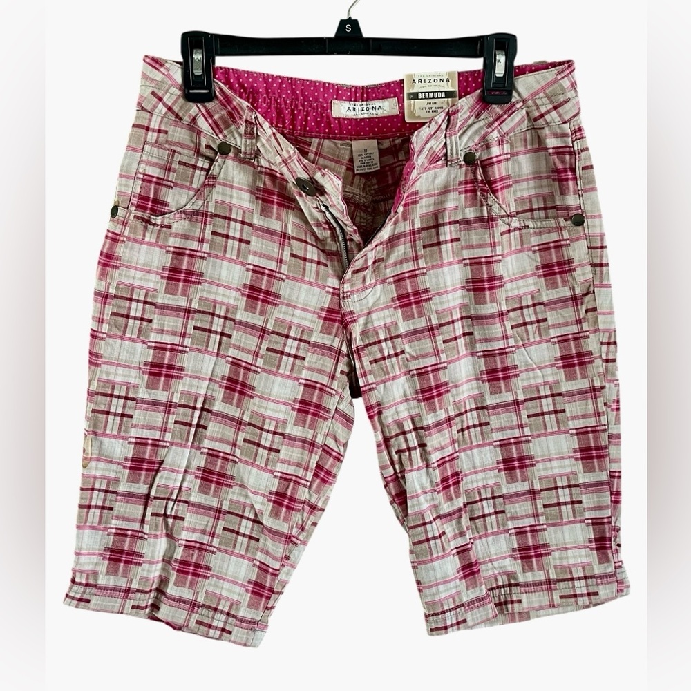 Arizona Jean Company Pink Plaid Bermudas New with Tags - Picture 6 of 7